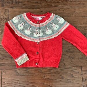 Mini Boden Snowman Fair Isle Kids Cardigan
